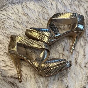 Michael Kors Metallic Gold Snakeskin Heels